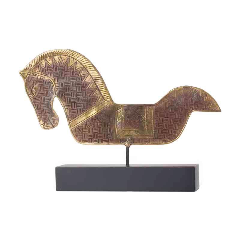 ESCULTURA CAVALO SILHUETA DOURADO